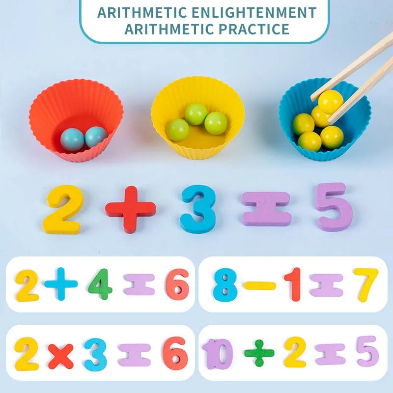 Montessori Math Early Teaching Aids Kids Puzzle Clip Beads Number Cognitive Matching Puzzle Baby Fine Action Toys