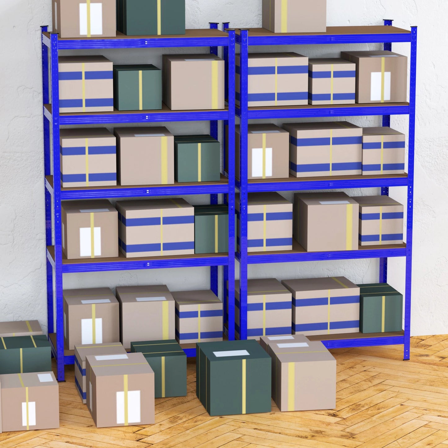 Adjustable Height Layout 5-Tier Heavy Duty Shelf 875kg Boltless Metal Rack Tool Free Assembly for Garage Warehouse Storage