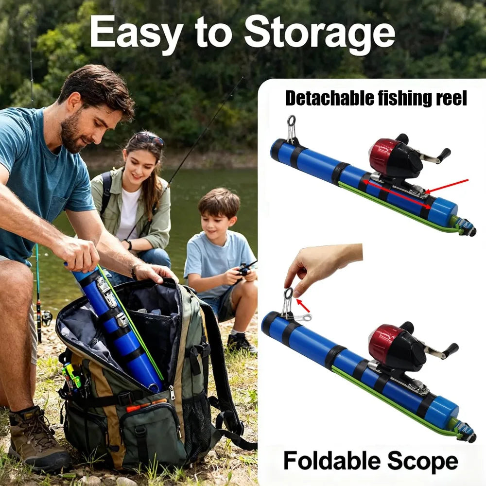 Compact Fishing Catapult Rod Extendable Portable Fish Bait Launching Equipment Sturdy Lightweight Catapult Fishing Reel