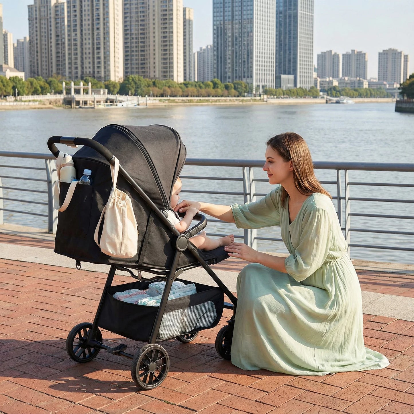 Baby Stroller for Toddlers With Reclining Seat,Ultra Compact Stroller With Large Storage Basket, Canopy, for Travel Buggy