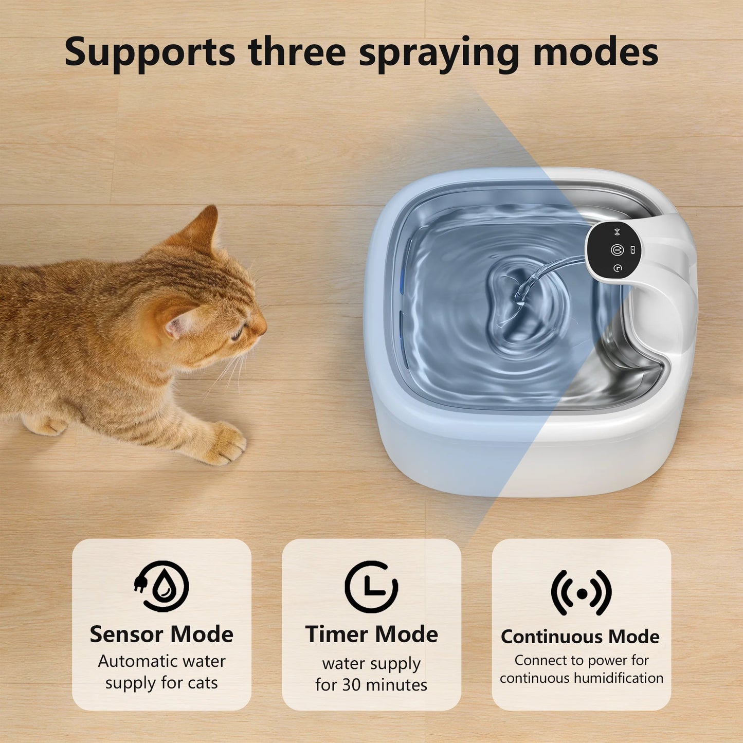 3.5L Cat Water Fountain Wireless Pet Water Dispenser With Stainless Steel Pallet 4000mAh Battery Motion-Sensing Water Dispensing