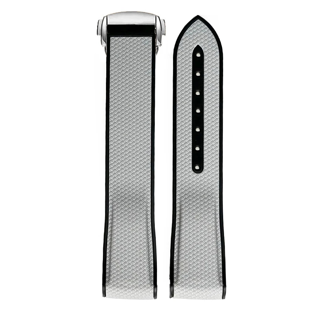 Curved End Strap 20mm for Omega X Swatch Joint MoonSwatch Sport Silicone Rubber Folding Buckle Watch Band for Seamaster 300