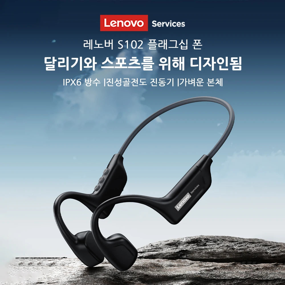 Genuine Lenovo S102 Bone Conduction Earphones Air Conduction Headphones BT V6.0 Wireless Sports HiFi Sound Waterproof Headsets