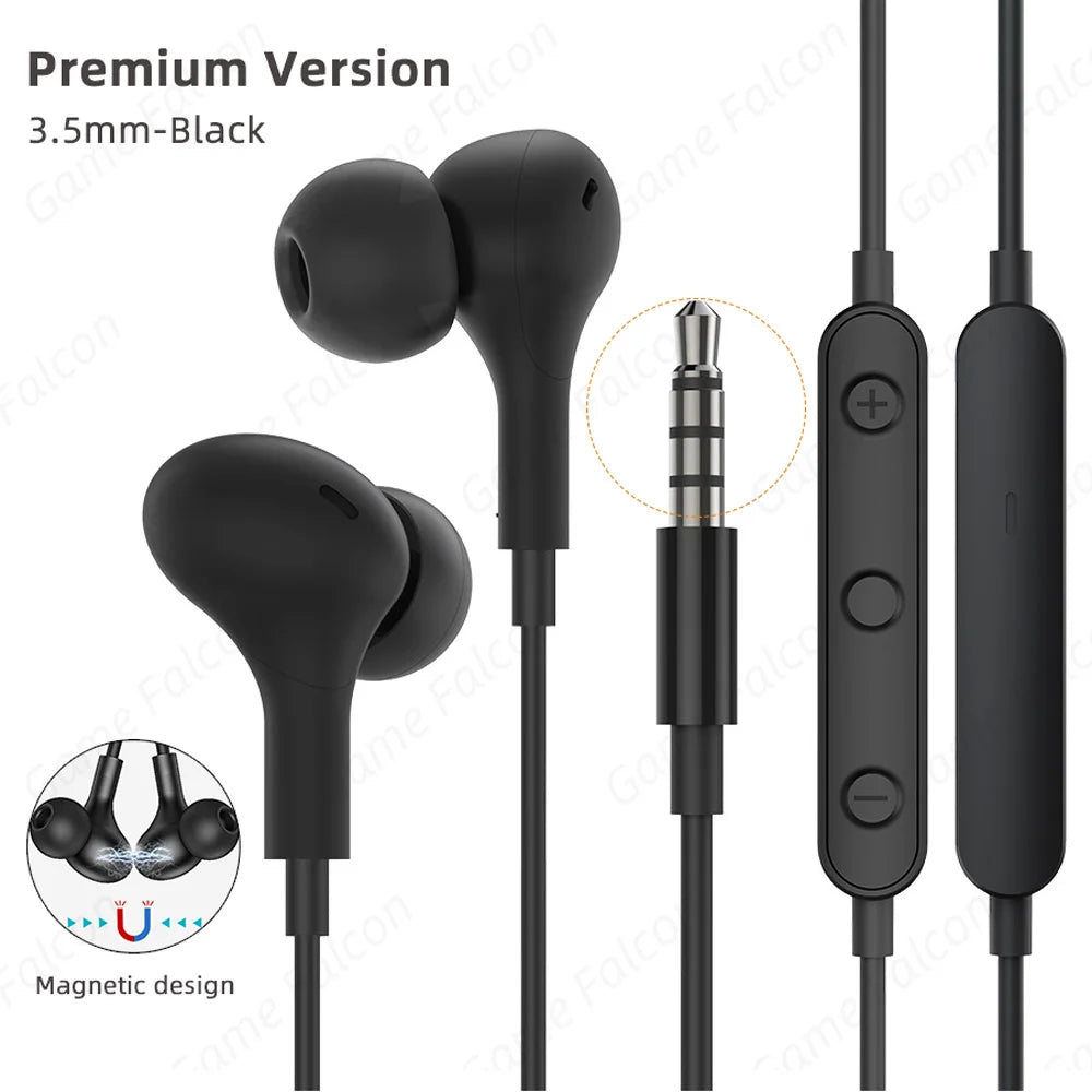 USB C Headphone for Samsung Galaxy S24 S25 S26 Ultra A17 A54 Magnetic Wired Earbuds Noise Canceling in Ear Earphones with Mic