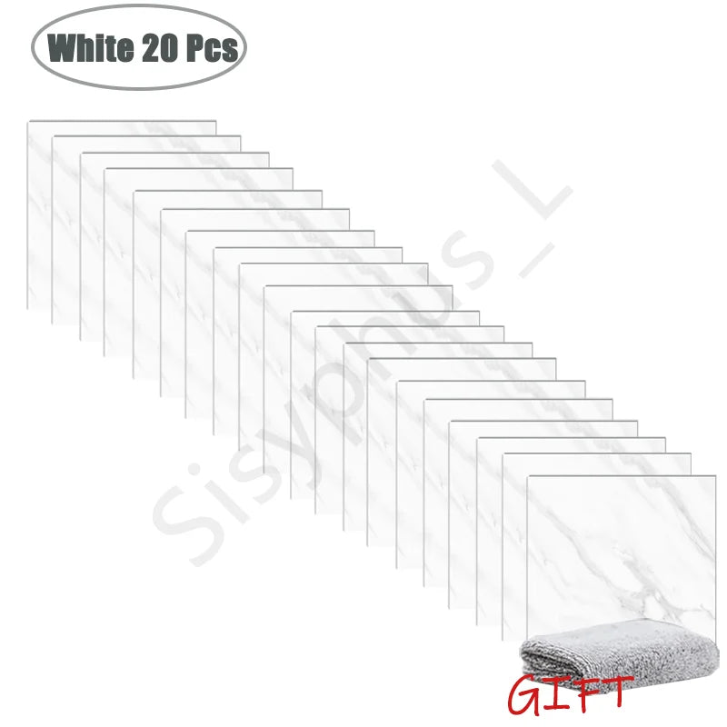 10-50Pcs PVC Marble Wall Stickers Self-Adhesive Thickened Tile Sticker Bathroom Waterproof Floor Sticker Kitchen Home Decoration