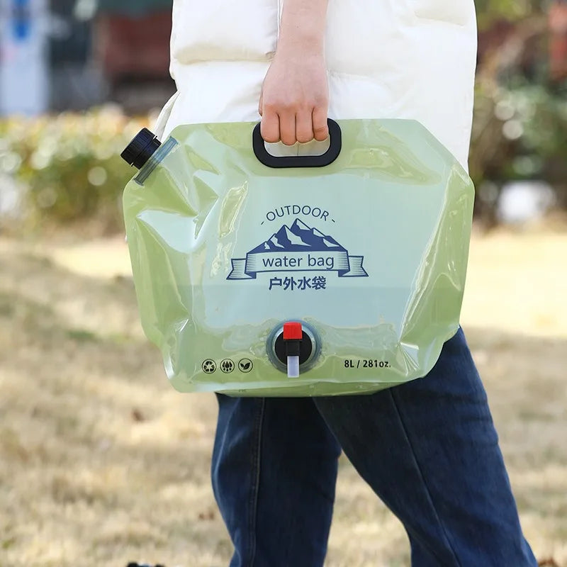 Portable Water Storage Bag Folding Outdoor Sports Camping Large-capacity Mountain Climbing Faucet Plastic Water Bag