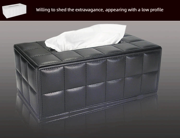 Elegant PU Leather Square Tissue Holder for Coffee Table, Decorative Napkin Paper Case for Home Hotel Restaurant Living Rooms