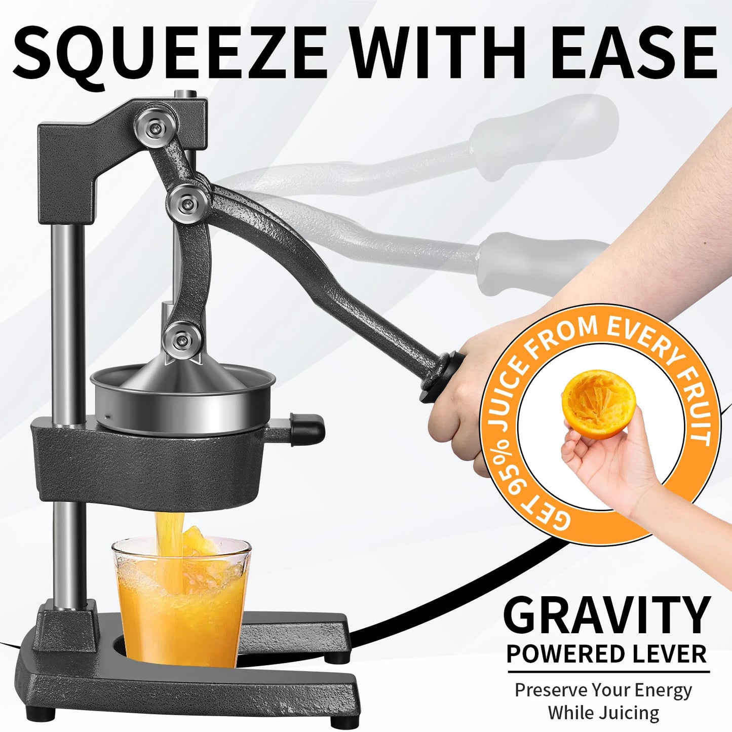 Manual Fruit Juicer 9cm Large Diameter Orange Juice Squeezer Heavy Duty Cast Iron Lemon Squeezer For Orange Lemon Pomegranate