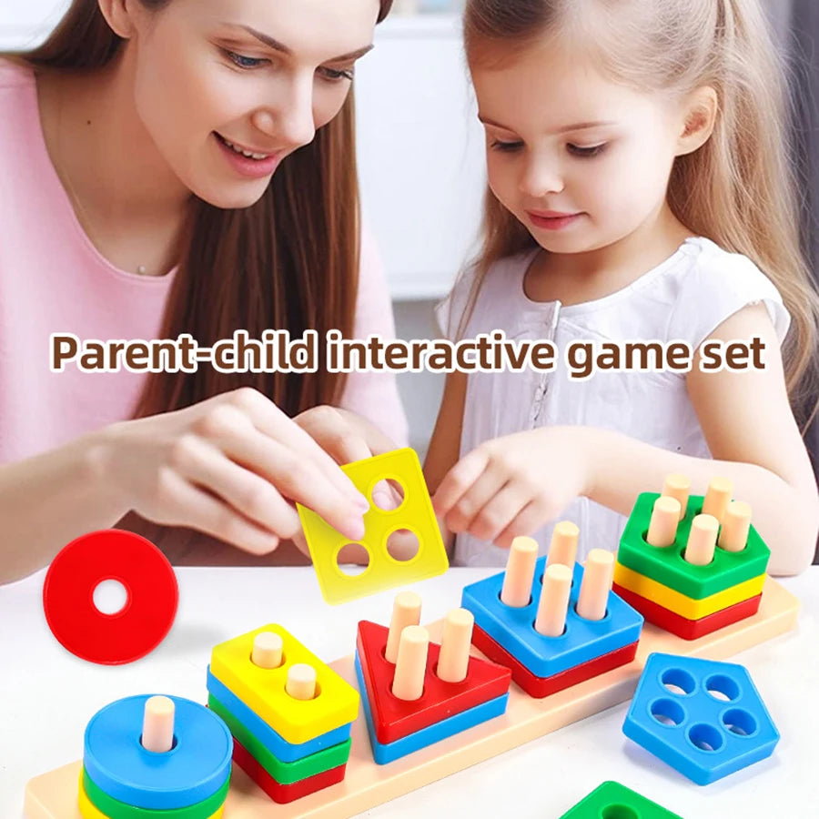 1set- Early education equipment geometric set columns, infant and child intelligence assembly building blocks boy/girl toys