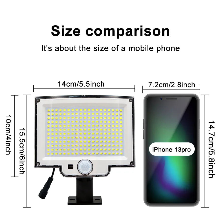 LED Solar Lights 228/328 Outdoor PIR Motion Sensor Wall Lamp IP65 Waterproof Street Light with Remote for Garden Lighting