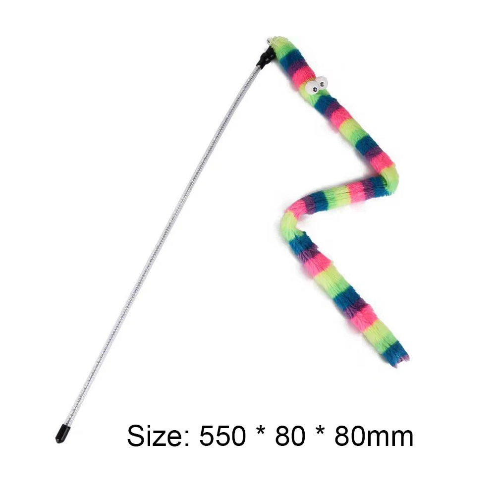 Cat Toys Cute Funny Colorful Rod Teaser Wand Plastic Pet Toys for Cats Interactive Stick Pet Teaser Cat Supplies