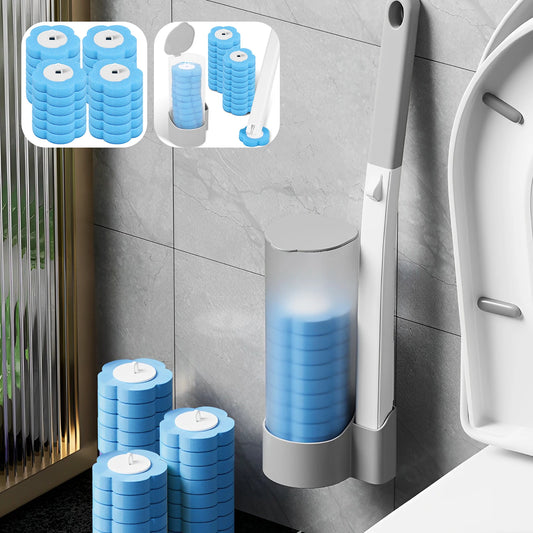 24/72Pcs Disposable Toilet Brush Long Handle Wall-mounted Wc Cleaning Tool Kit with Replaceable Brush Head Bathroom Accessories