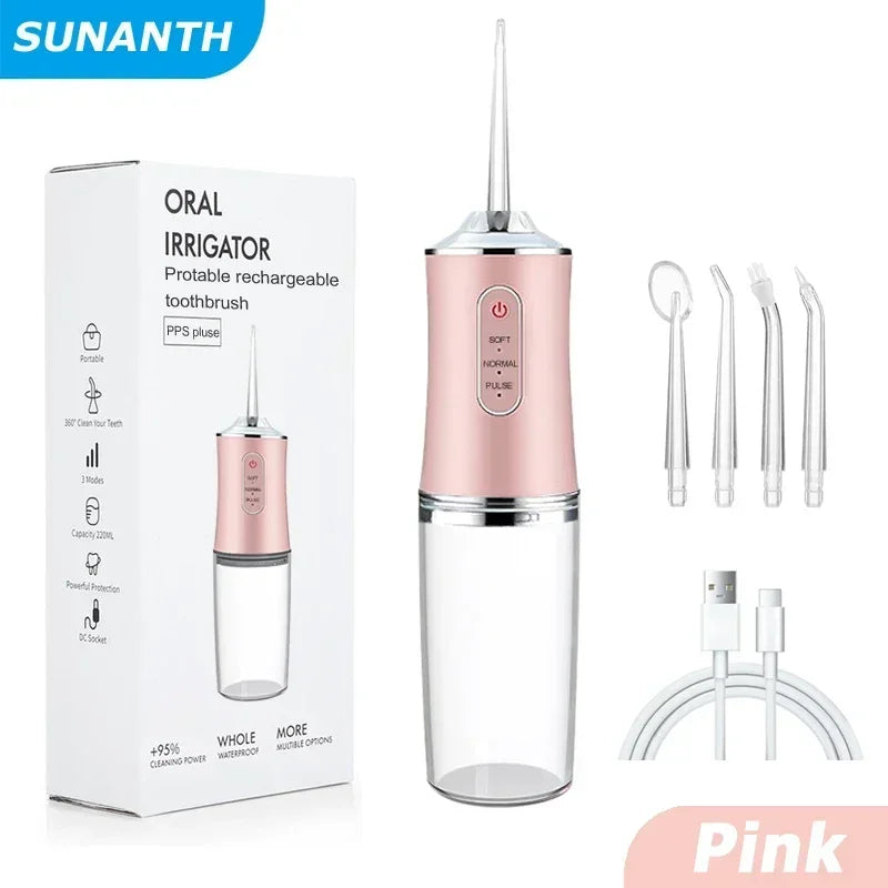 Cordless Water Flosser, Professional Portable Rechargeable Oral Irrigator IPX7 Waterproof with 3 Modes Teeth Cleaning Tool