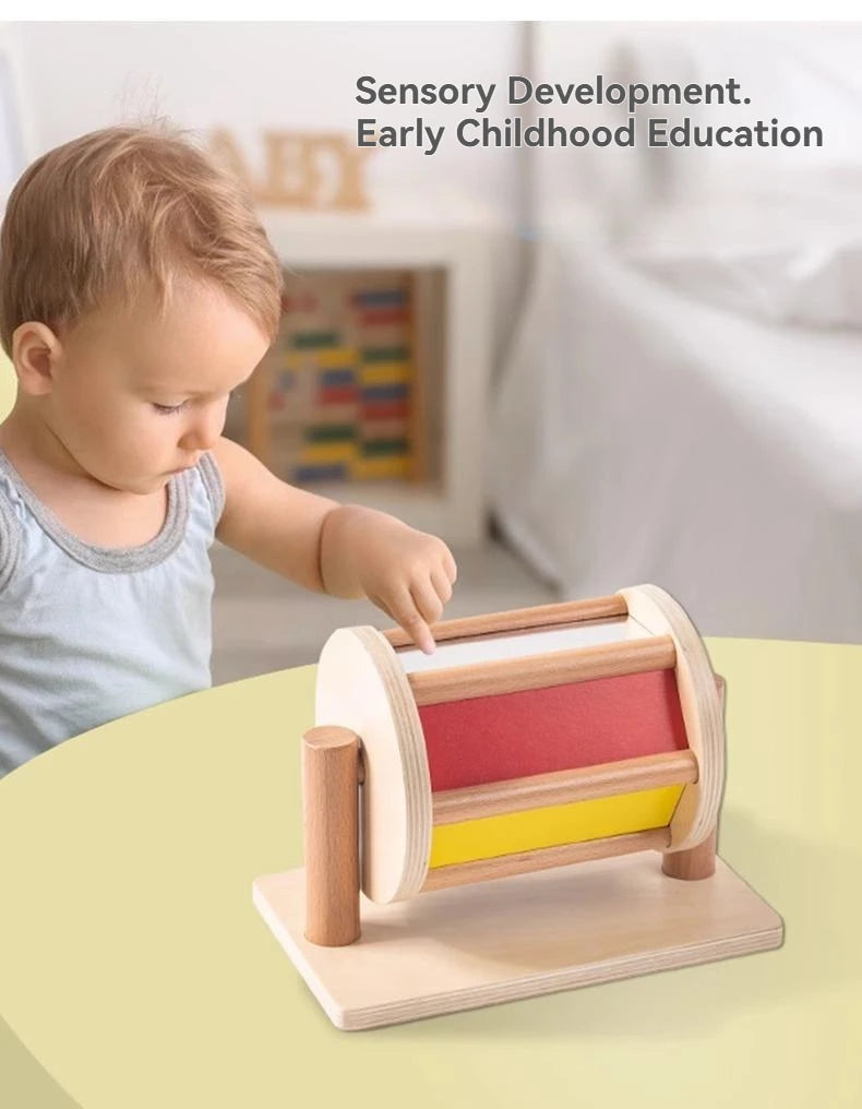 Montessori teaching AIDS,spning drum rotating rainbow, baby intelligence, baby children's toys, early education Montessori toy