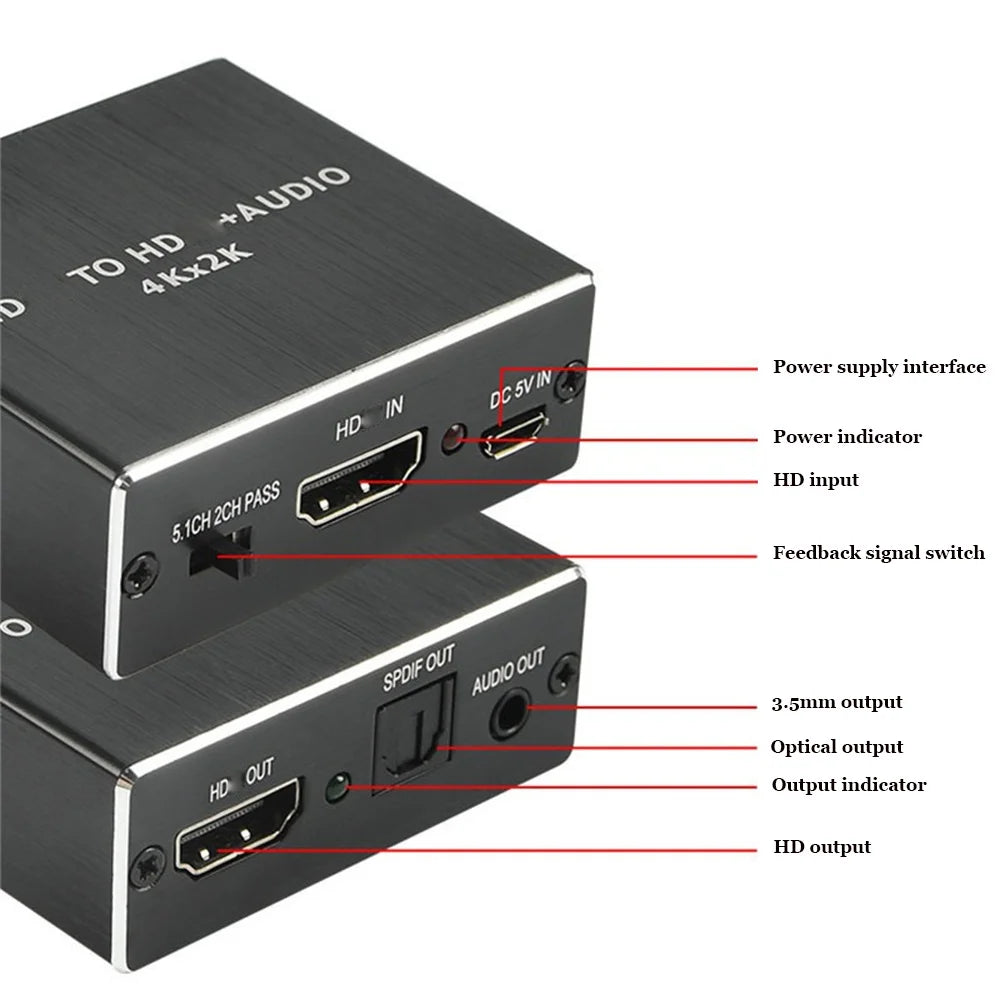HDMI-Compatible Audio Extractor Stereo Audio Converter 3.5mm 4k X 2k Audio Splitter Adapter For PS4 TV DVD Home Theater