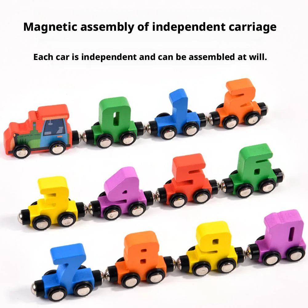Colorful Building Blocks Number Digital Magnetic Wooden Train Toys Educational Hand-eye Coordination Magnetic Digital Train
