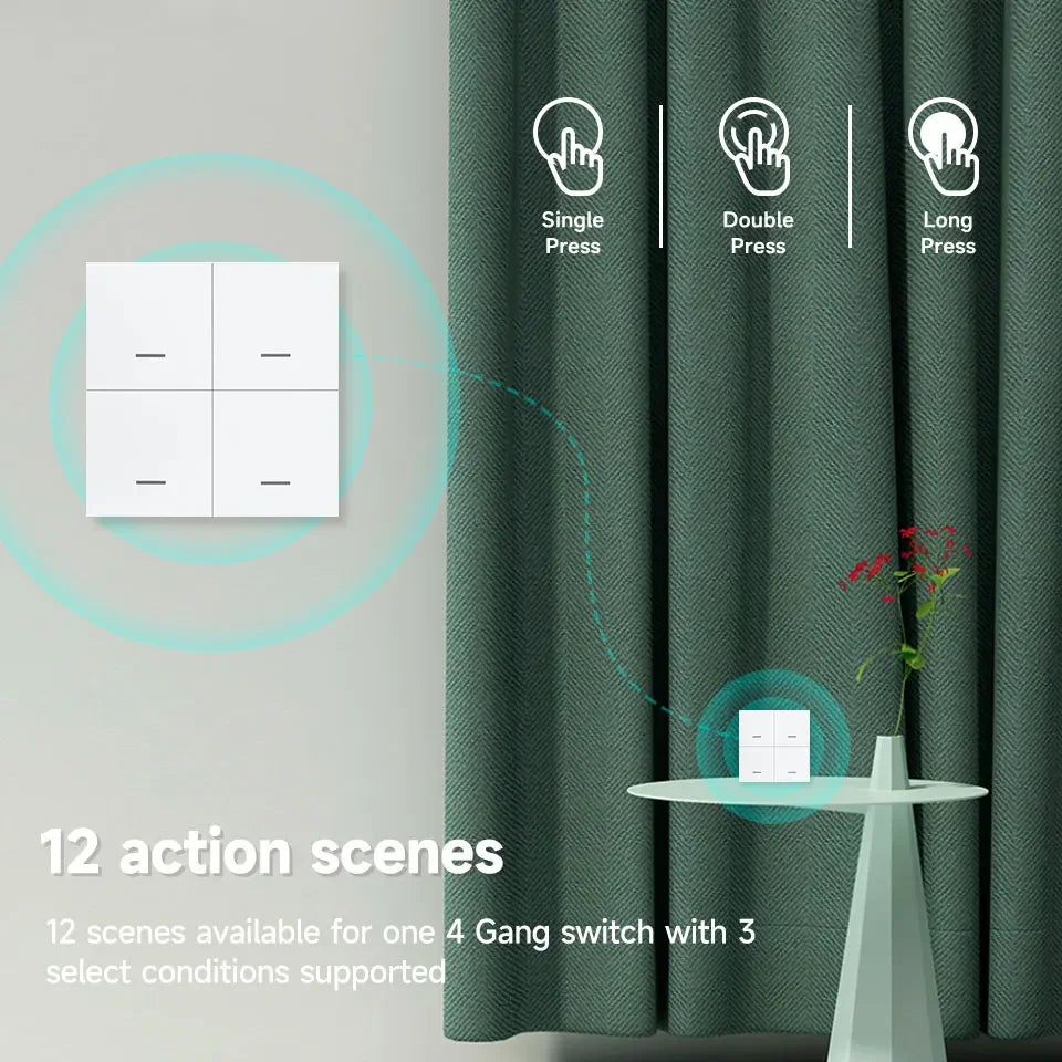 4/3/2/1Gang Tuya Zigbee 3.0 Smart Scene Button Switch Smart Home Wireless Push Remote Controller Battery Powered Devices Linkage