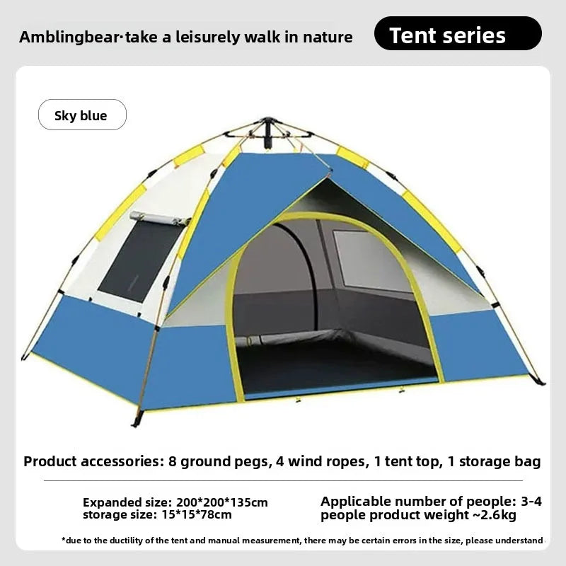 3-4 Person Instant Pop-Up Camping Tent Waterproof UV Protection Automatic Tent for Outdoor Hiking