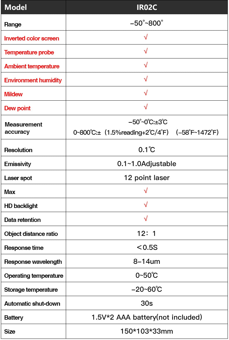 Digital Infrared Thermometer Non-contact Pyrometer Laser Temperature Meter Imager Hygrometer IR Termometro Color LCD Light Alarm