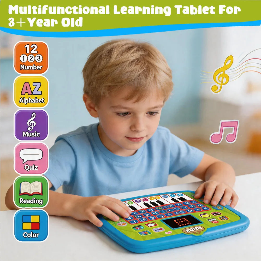 English/Spanish/Russian/Portuguese Interactive Learning Tablet for Kids 3-5, Educational Toys Learn Alphabet, Number, Music & Wo