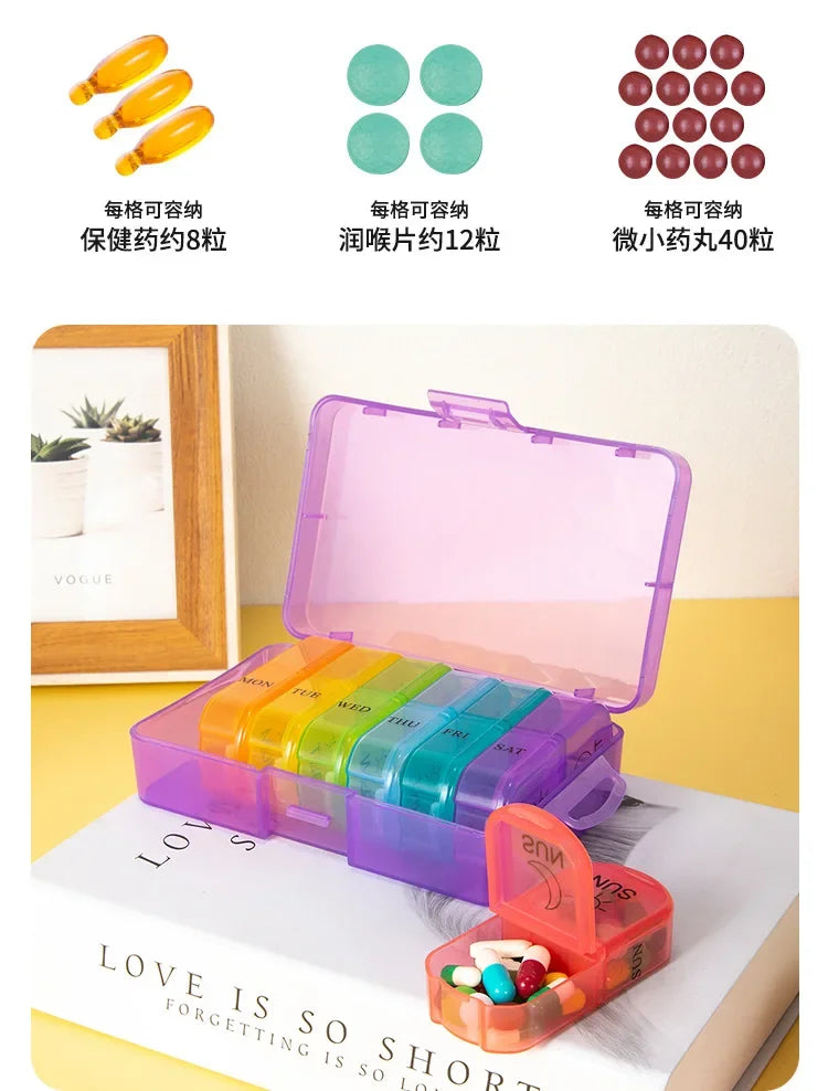 1PC Weekly Pill Case Pillbox 7 Days Medicine Tablet Box Portable Travel Drugs Storage Organizer Secret Compartments Pill Box