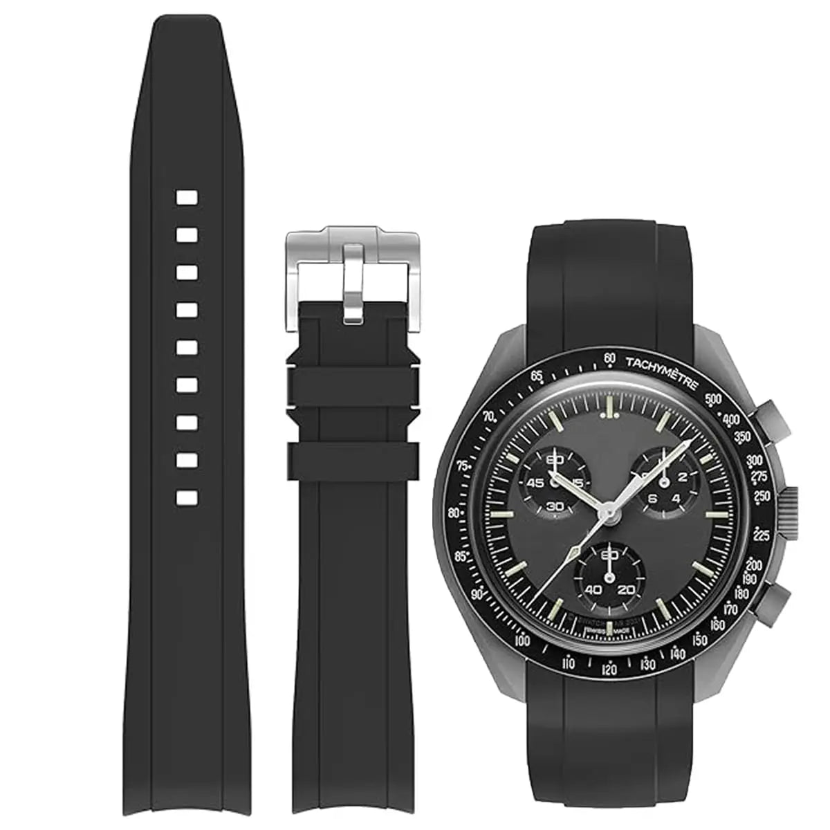 Band for Omega X Swatch Moonswatch Speedmaster 20mm 22mm Universal Curved end No Gap Bracelet for Rolex SEIKO Band For Men Women