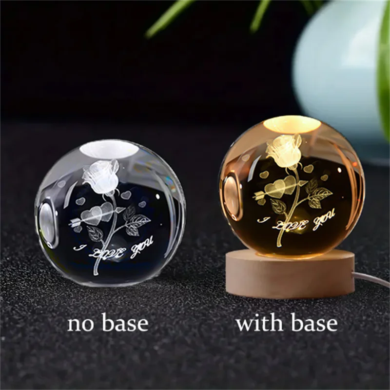 6cm 3D Crystal Ball Crystal Planet Night Light Laser Engraved Solar System Globe Astronomy Birthday Gift Home Desktop Decoration