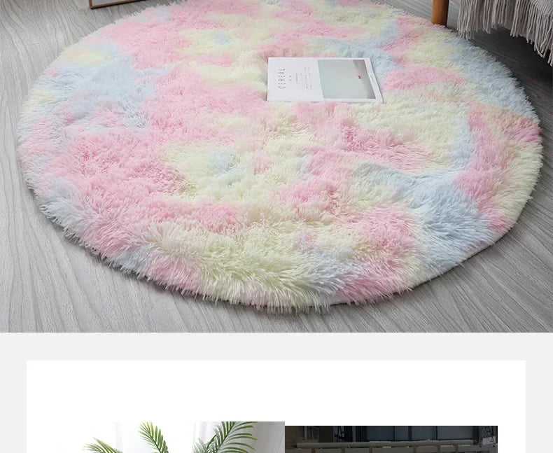 Super Soft Plush Round Rug Mat Fluffy White Carpets For Living Room Home Decor Bedroom Kid Room Decoration Salon Thick Pile
