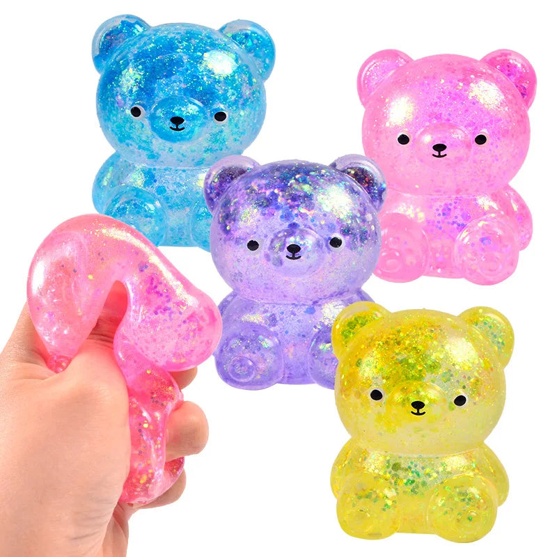 Fidget Bear Toy Squishys Glitter Gummy Bear Small Cute Animal Anti Stress Fidget Splat Decompressions Vent Squeeze Toy 2026 New