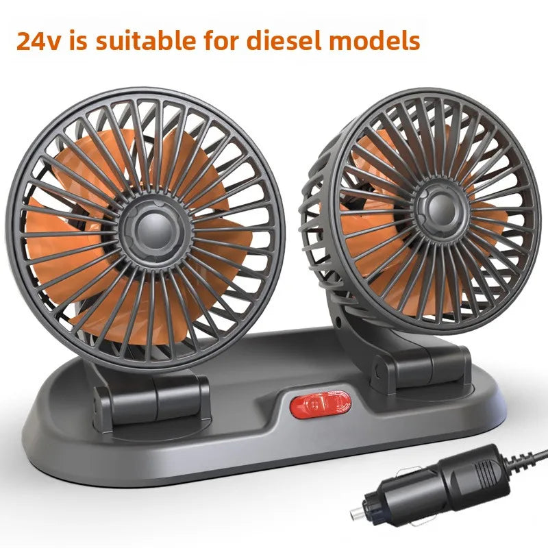 Professional Dual Fans 360 Rotation Multi Angle Cooling Fan for Sedan RV Truck Boat Vehicles Camping Office Desk Use Accessory