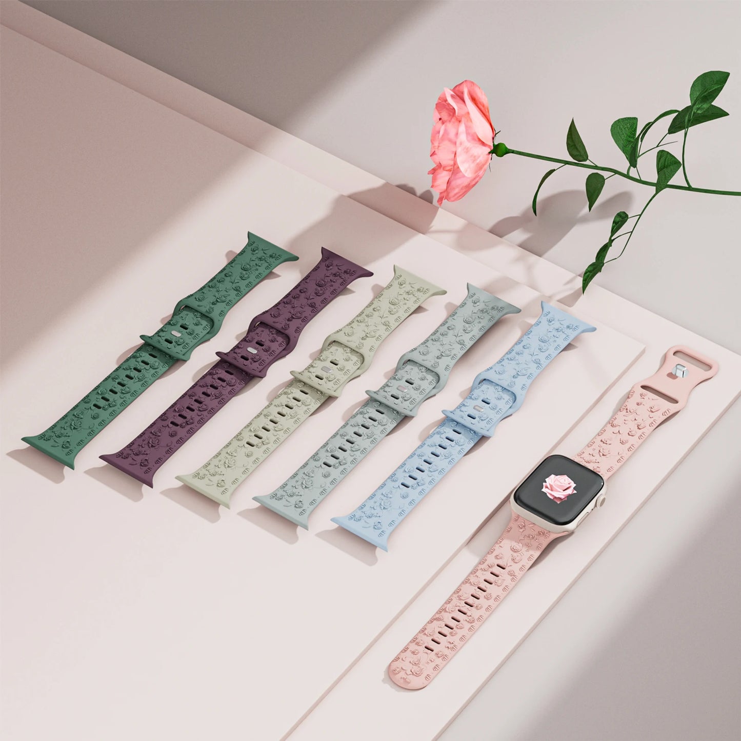 For Apple Watch Band 42mm 41mm 40 45mm 49mm 44mm Floral Engraved bracelet correa for iwatch series11 10 9 7 SE 6 8 Ultra 2 Strap