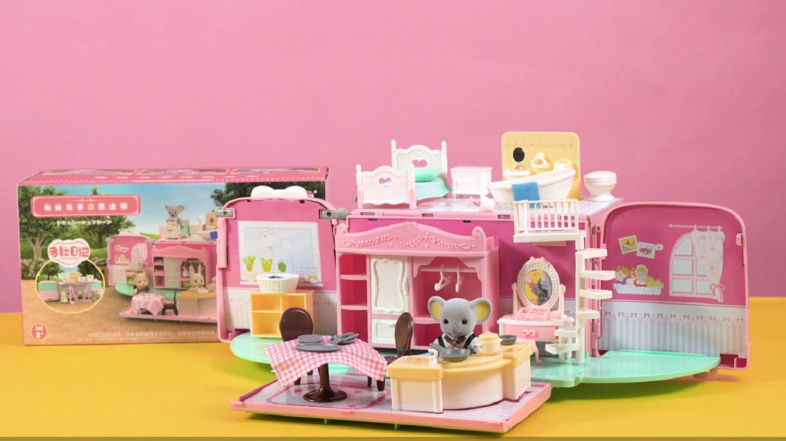 Dollhouse Koala Diary Girl Play House Toy Diy Tour Bus Bedroom Dresser Dining Kitchen Bathroom Shop Pretend Family Toys Girls