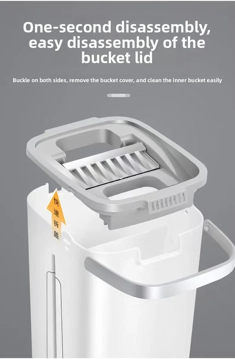 Hands-Free Squeeze Flat Mop and Bucket Set 33cm Large Self-Wringing Floor Cleaning Tool Dry Wet 360 Spin with 4 Pads Home