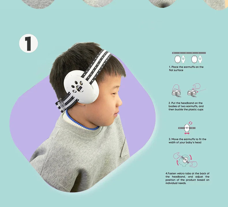 2 in 1 Baby Earmuff Mini-headset Adjustable Noise-proof Ear Protection Kids' Outdoor Sleep and Airplane Anti-noise Earmuffs