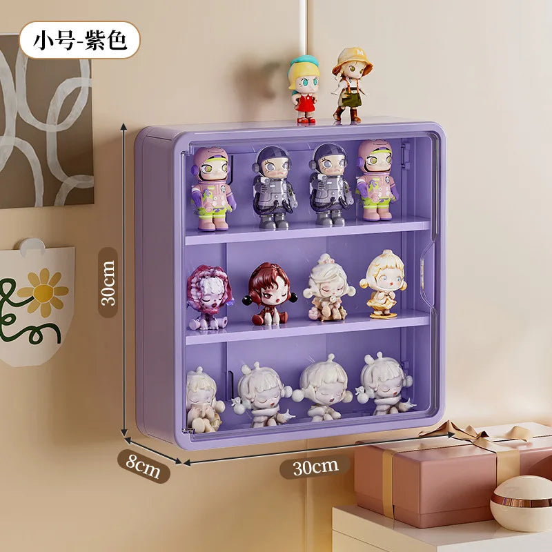 Wall Mounted Storage Box For Action Figures Magnetic Suction Display Rack Organizer for Blind Box Toy Dustproof Doll Storage Box