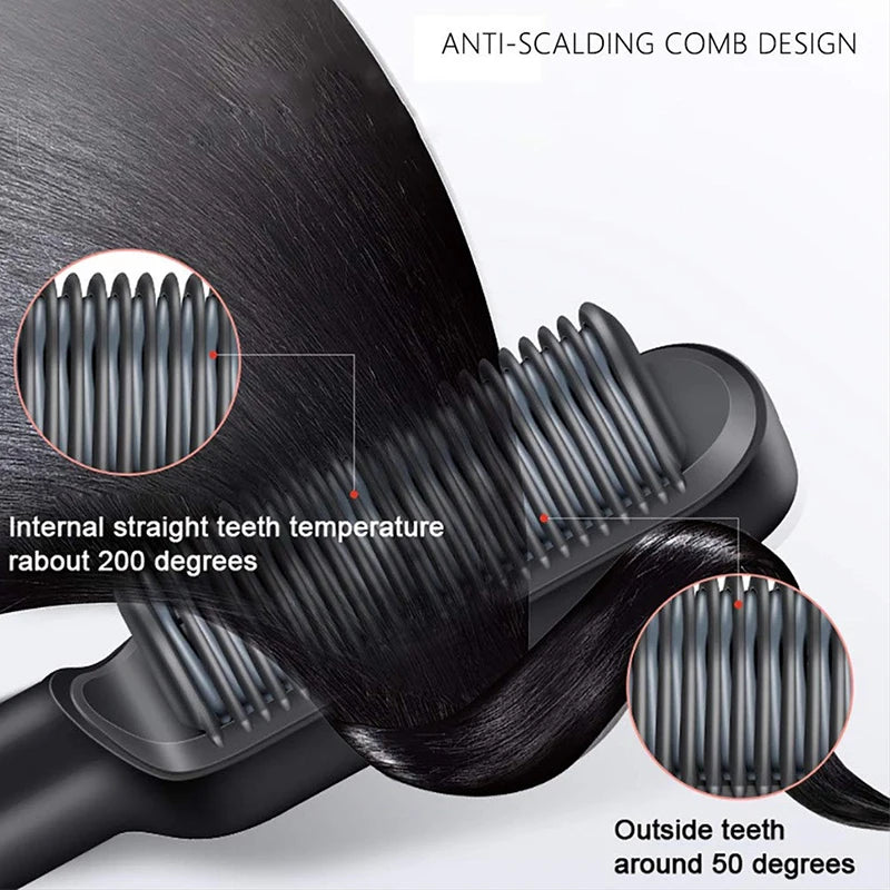 New Dual-Purpose Heated Straightening And Curling Comb With Negative Ions That Won’T Damage Your Hair Hair Straightenercomb