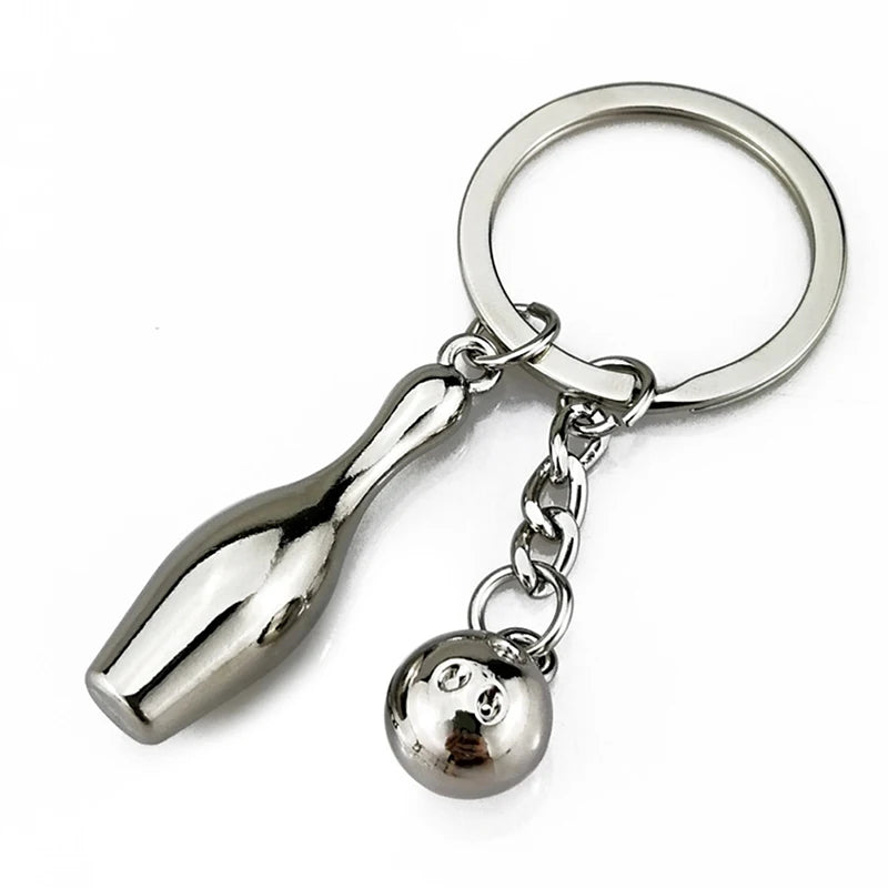 Creative Alloy Bowling Ball Pendant Car Key Ring Purse Bag Ornament Keychain Sports Lover Club Gift Bowling Ball Pendant