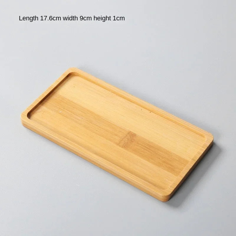 Multi Bamboo Tray Wood Saucer Flower Pot Tray Cup Pad Coaster Plate Kitchen Decorative Plate Creative Coaster Coffee Cup Mat