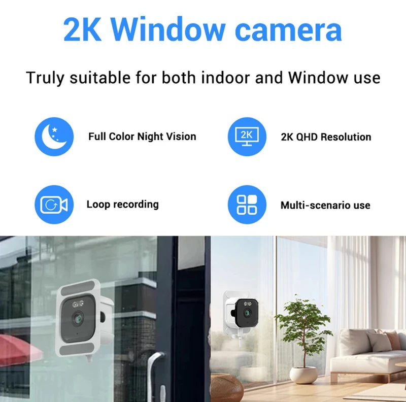 3MP Resolution Window Mini Camera Full-Color Night Vision ThroughWindow Camera Replaces Outdoor Cameras 2.4/5GHz WiFi Camera