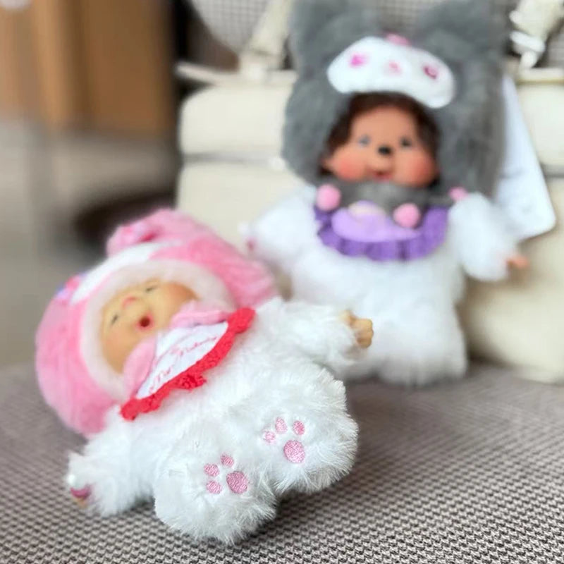 Monchhichi Plush Keychain Kawaii Monchichi Pendant Backpack Charms Cartoon Monchich Keyring Party Favor Gifts 키티 몬치치 モンチッチ