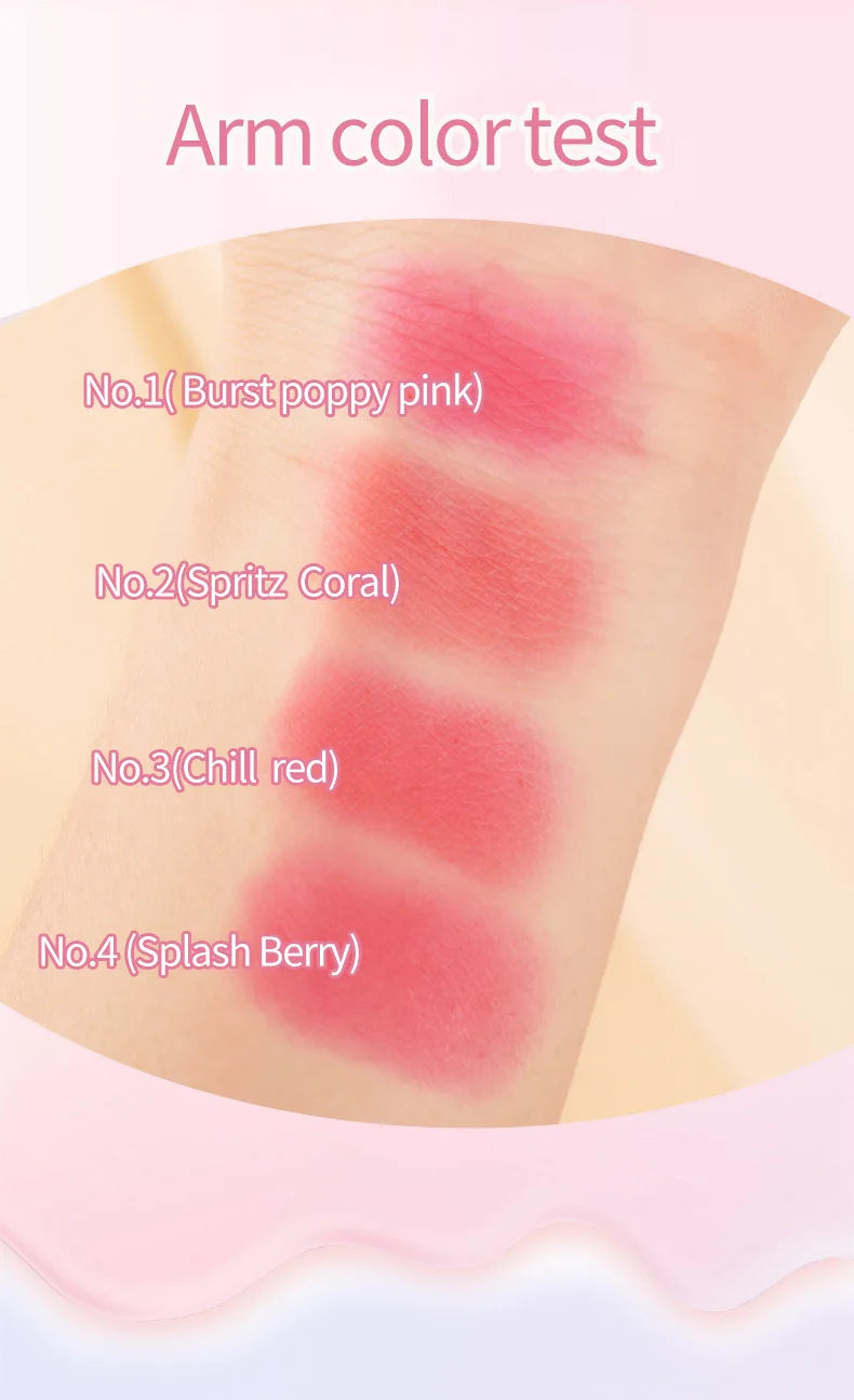 4pcs Set Jelly Cheek Blush Tint 3-in-1 Transparent Moisturized Blusher Facial Contour Rouge Lip Stick Long Lasting Rouge Makeup
