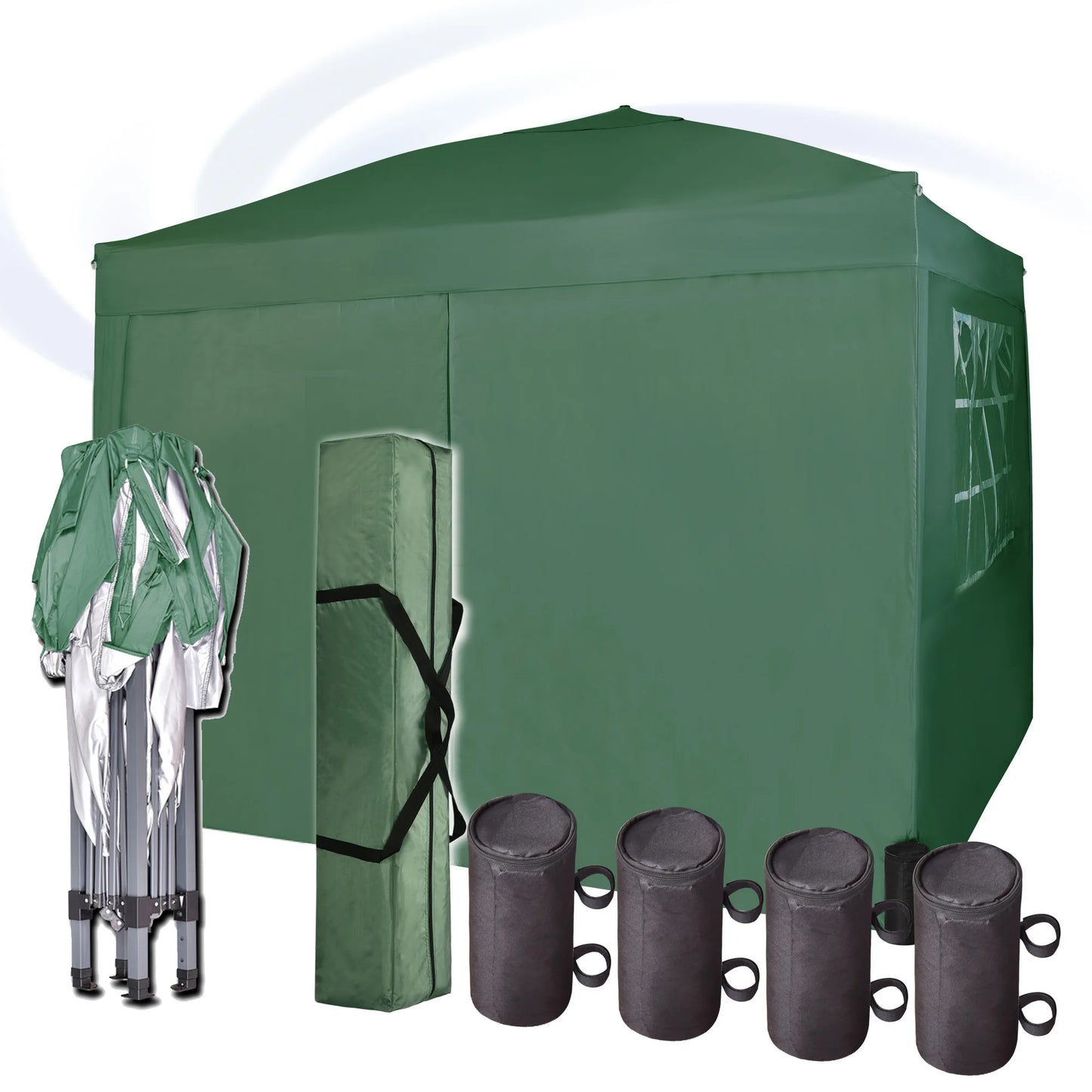 mcc direct Pop-up Gazebo 3m x 3m with Sides & 4 Weight Bags & Silver Protective Layer Waterproof Marquee Canopy WS