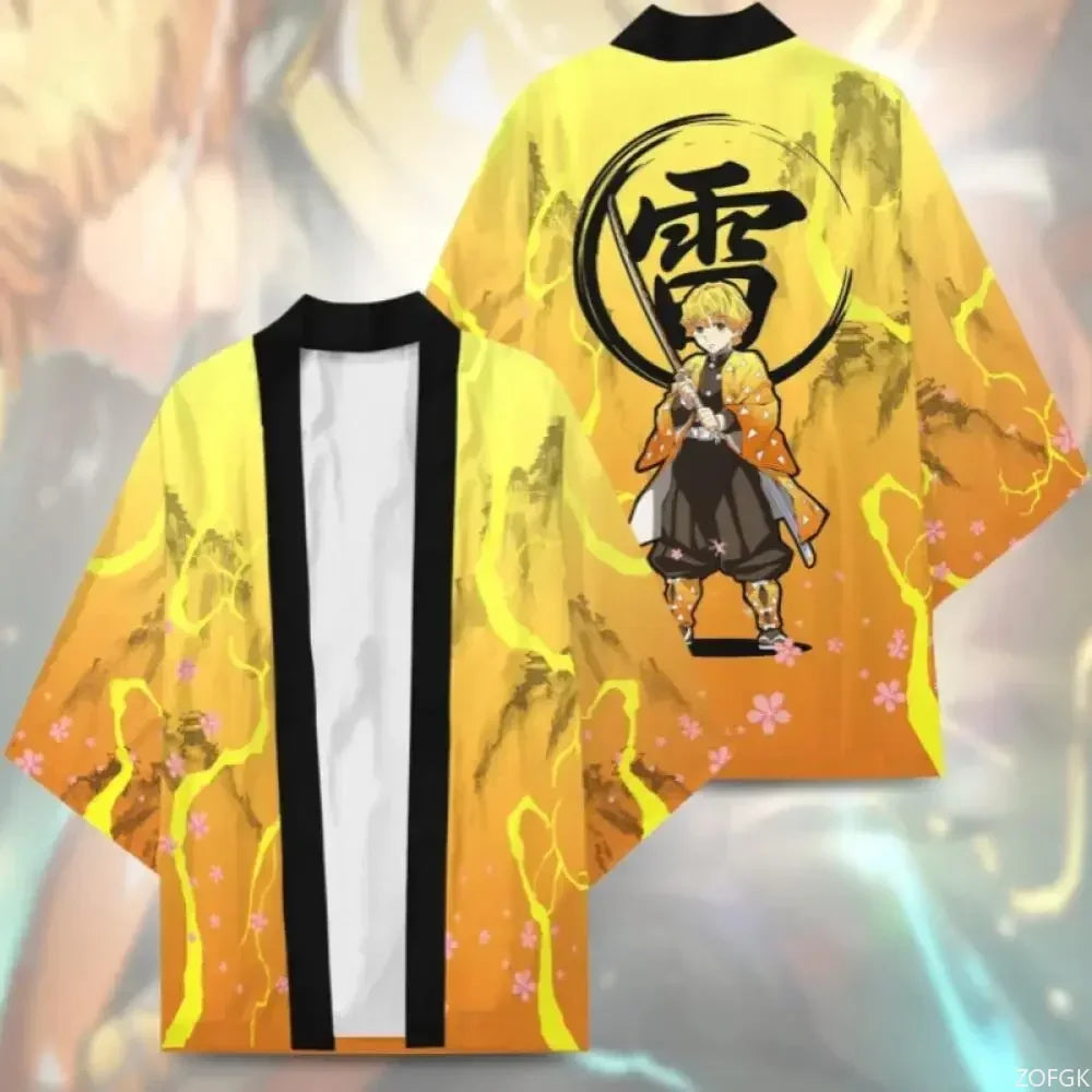 Summer Devil Killer Cosplay Male Japanese Anime 3D Printed Casual Half Sleeved Top Cardigan