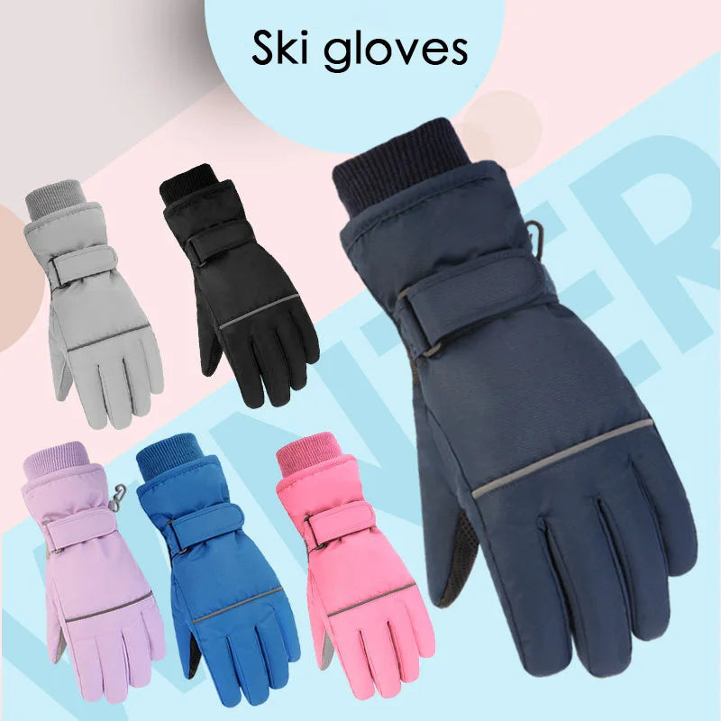 2025 Children Ski Gloves Keep Finger Warm Waterproof Thicken Mittens Winter Snowboard Snow Kids Gloves for Boys Girl Accessories