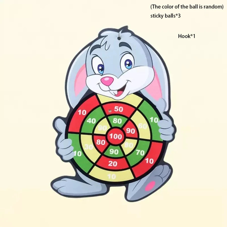 1set- Dart Board for Kids with 3 Sticky Balls Indoor Outdoor Sport Party Games Cartoon Animal Dart Board Toys Christmas Gift