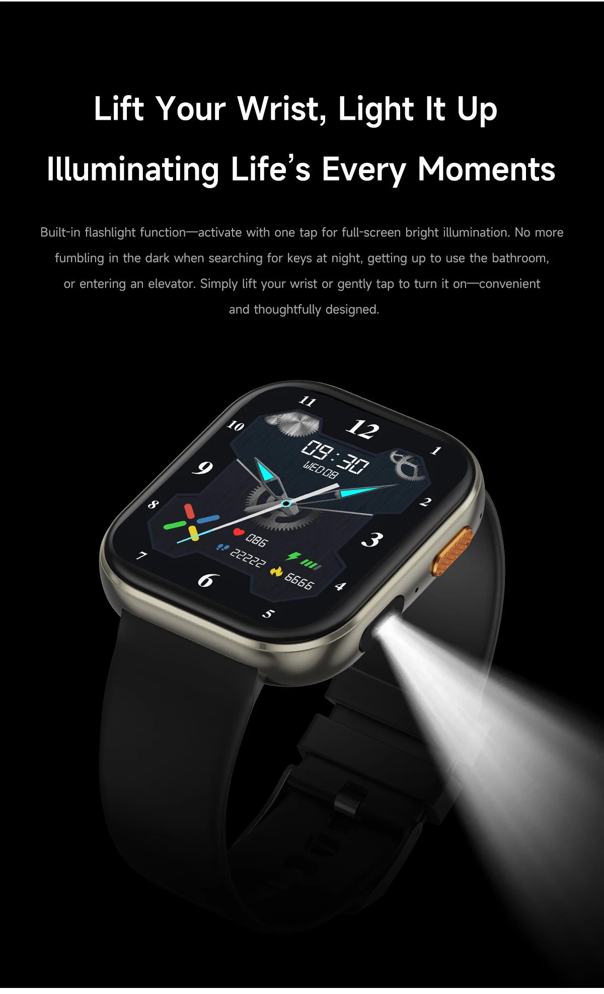 Outdoor New 1000mAh SmartWatch 2.04"HD Screen Smartwatch LED Flashlight 100+sports mode BT Call Waterproof SmartWatches Men Wome