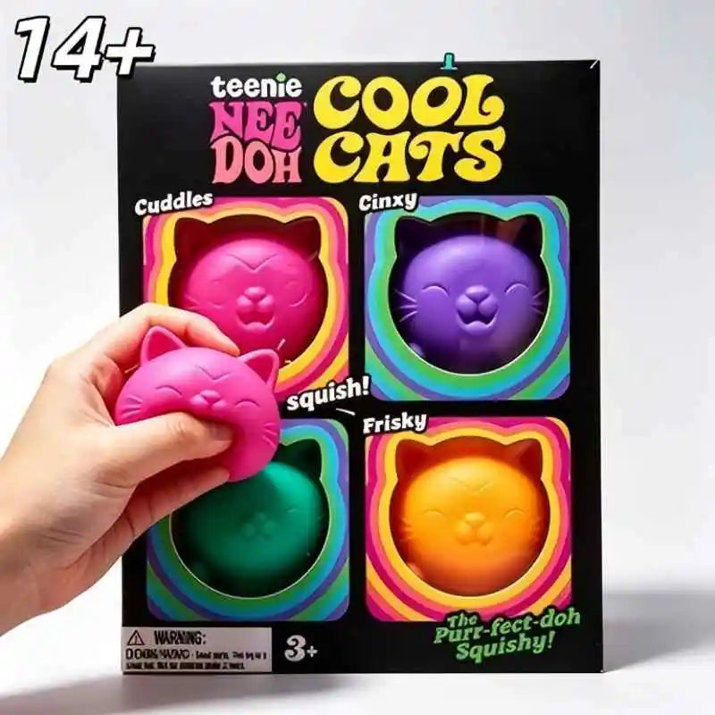 Schylling NEEDOH Cool Cat Squishy Toys Slow Rise Stress Relief Ball Sensory Fidget Toys for Adult Kids Anti-Anxiety Sensory Toys
