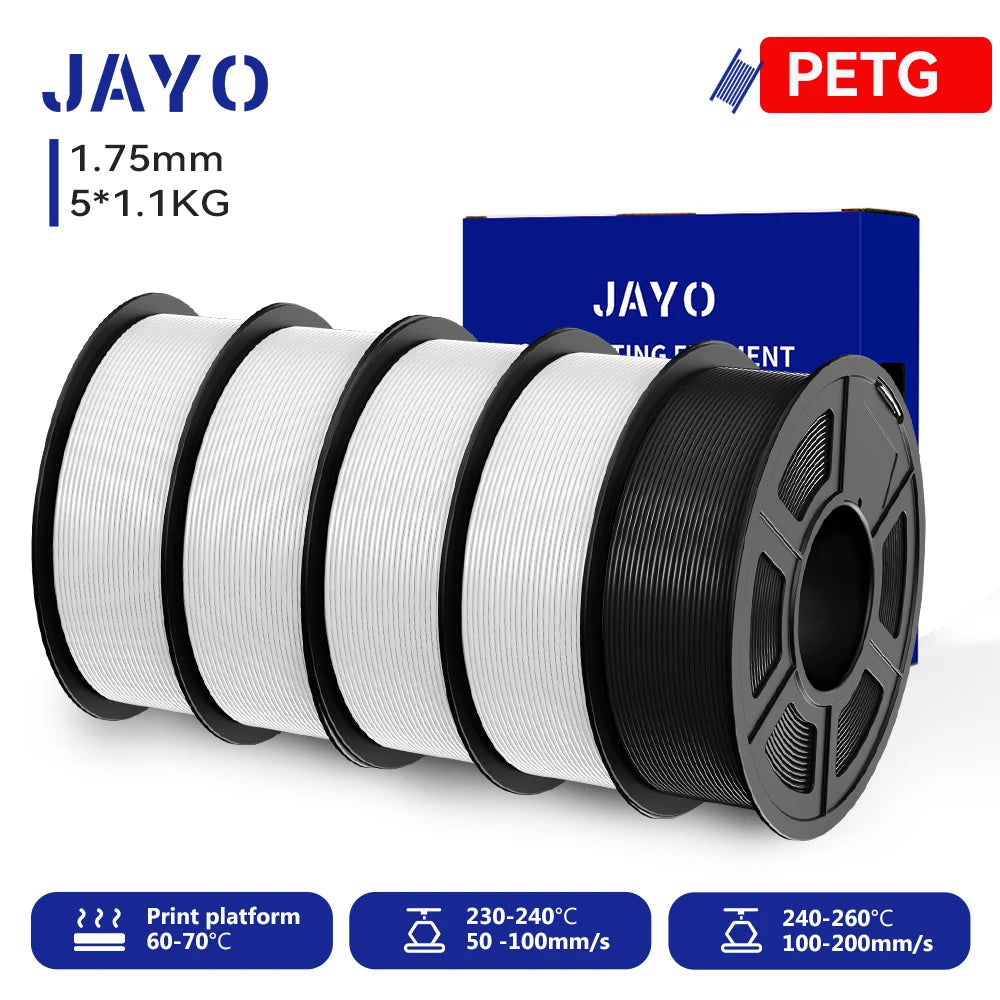 JAYO 3D PETG/PLA/PLA PLUS Printer Filament 1.75mm 5.5KG 100% No Bubble non-toxic 3D Printing Materials for 3D Printer&3D Pen
