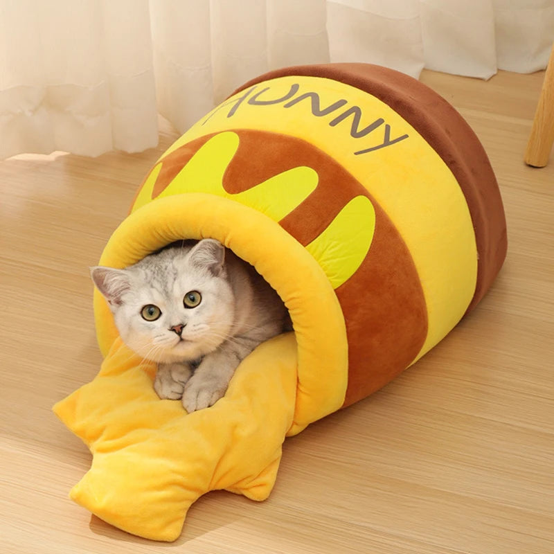 New honey jar cat nest semi-enclosed autumn and winter warm puppy nest soft, comfortable and breathable pet supplies