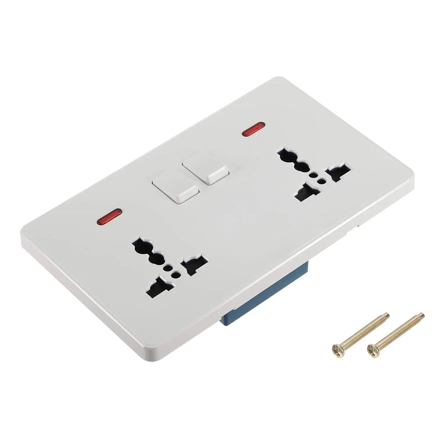 UK Standard 13A Switched Wall Socket with Dual USB Charger Ports LED Indicator Standard Size Easy Fit Wall Mounted USB Power